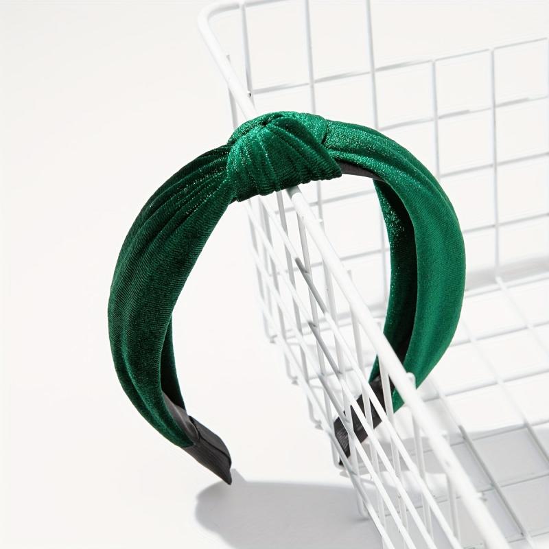 Green Fabric Hair Hoop Knotted Headband Glitter Hair Accessory for Women