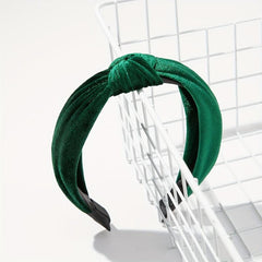 Green Fabric Hair Hoop Knotted Headband Glitter Hair Accessory for Women