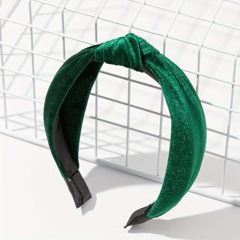 Green Fabric Hair Hoop Knotted Headband Glitter Hair Accessory for Women