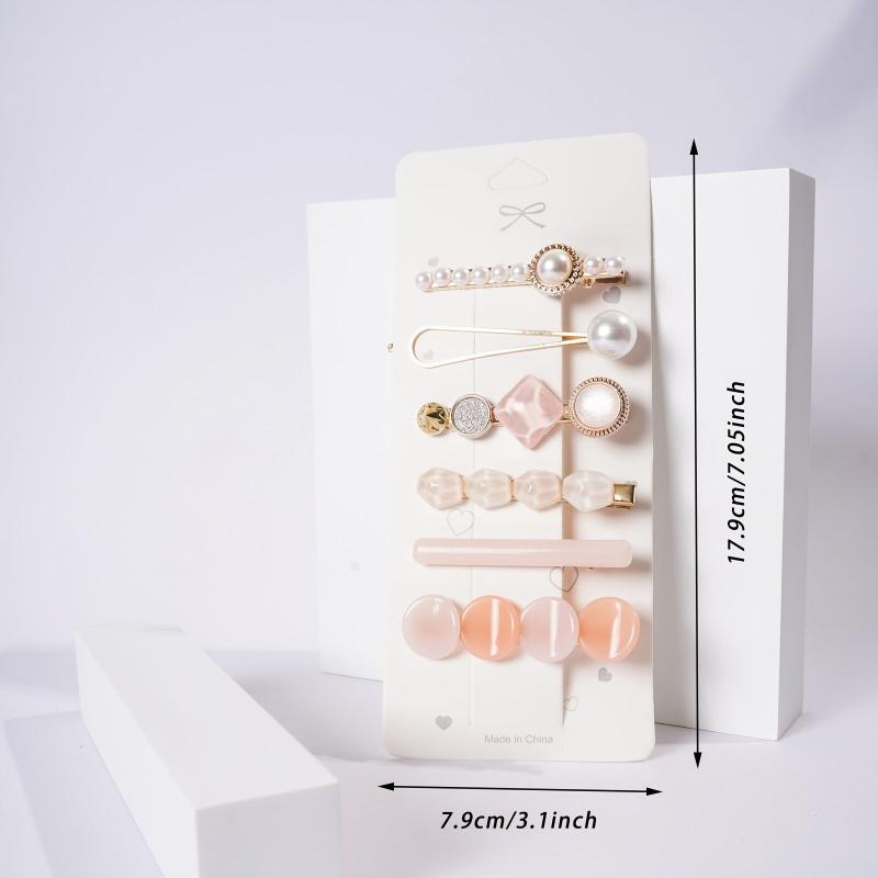 5pcs Geometric Hairpin Faux Pearl Women Hair Clips Girls Barrettes