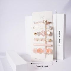 5pcs Geometric Hairpin Faux Pearl Women Hair Clips Girls Barrettes