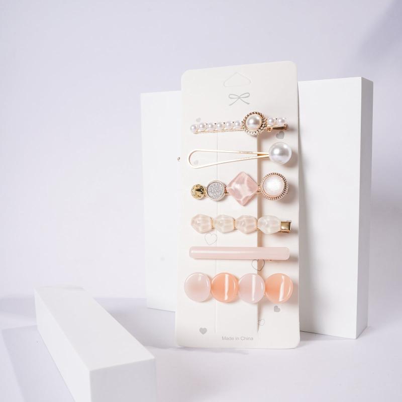 5pcs Geometric Hairpin Faux Pearl Women Hair Clips Girls Barrettes