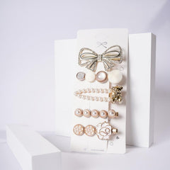 5pcs Geometric Hairpin Faux Pearl Women Hair Clips Girls Barrettes