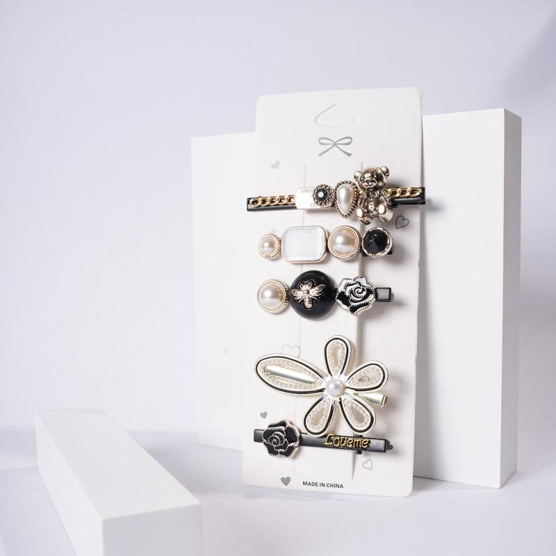 5pcs Geometric Hairpin Faux Pearl Women Hair Clips Girls Barrettes