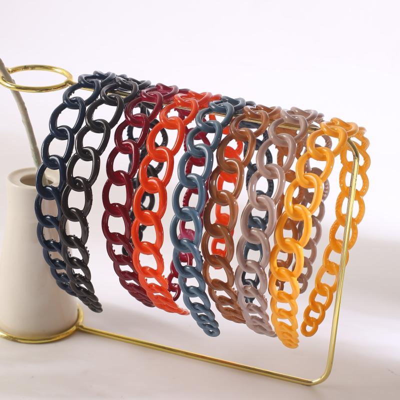 8pcs Bright Wide Headband Hoop Chain Hair Accessories
