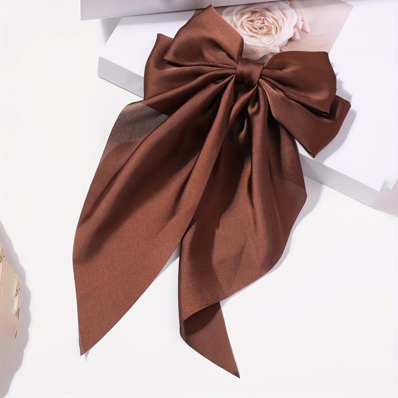 Satin Large Hair Bow Barrette Solid Hair Clip Ribbon Bow Hair Clip