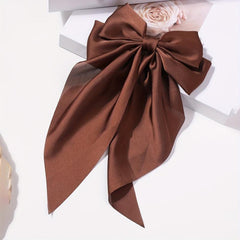 Satin Large Hair Bow Barrette Solid Hair Clip Ribbon Bow Hair Clip