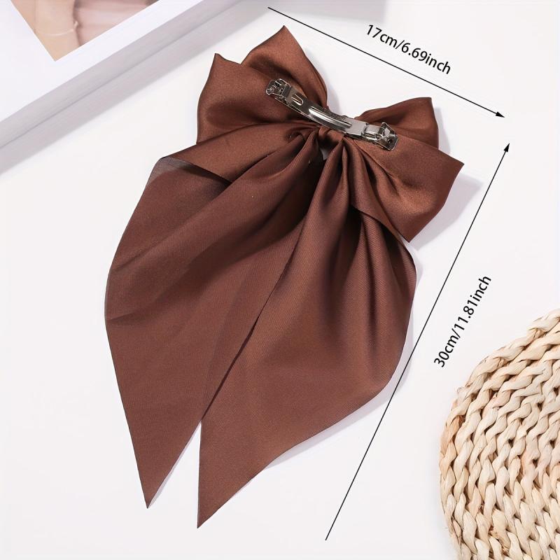 Satin Large Hair Bow Barrette Solid Hair Clip Ribbon Bow Hair Clip