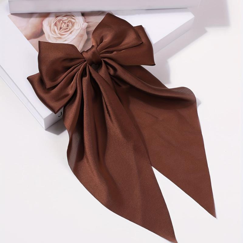Satin Large Hair Bow Barrette Solid Hair Clip Ribbon Bow Hair Clip