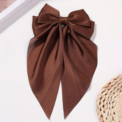 Satin Large Hair Bow Barrette Solid Hair Clip Ribbon Bow Hair Clip