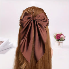 Satin Large Hair Bow Barrette Solid Hair Clip Ribbon Bow Hair Clip