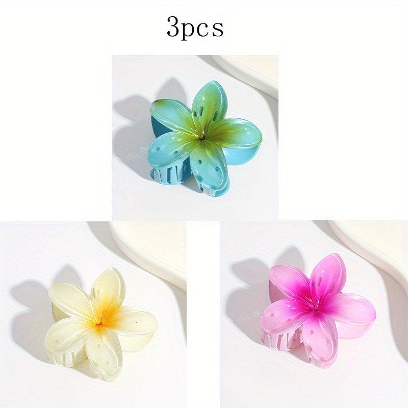 3PCS Flower Gradient Hair Claw Ponytail Holder
