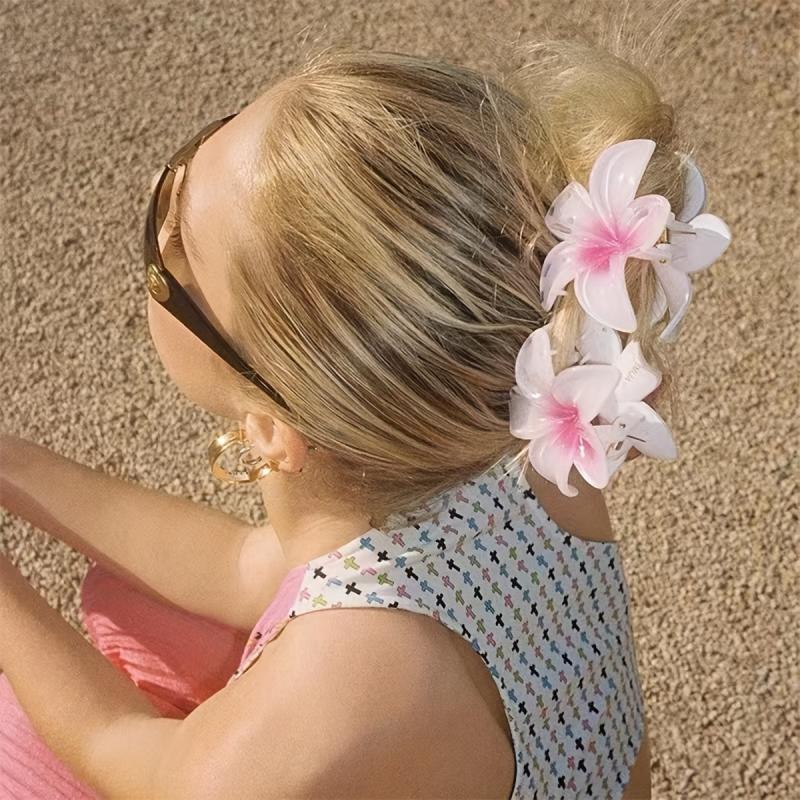 3PCS Flower Gradient Hair Claw Ponytail Holder