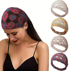 Wide Brim Lace Flower Headband for Women Girls