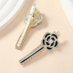 2pcs Camellia Flower Rhinestone Hair Clips Barrette Hair Accessory
