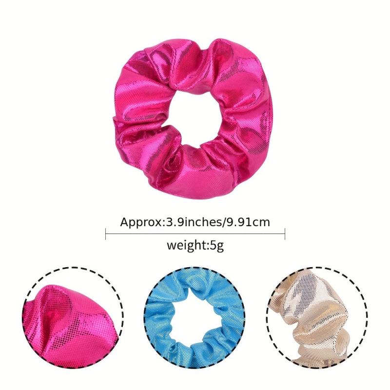 6pcs Large Satin Glitter Scrunchie Hair Ties