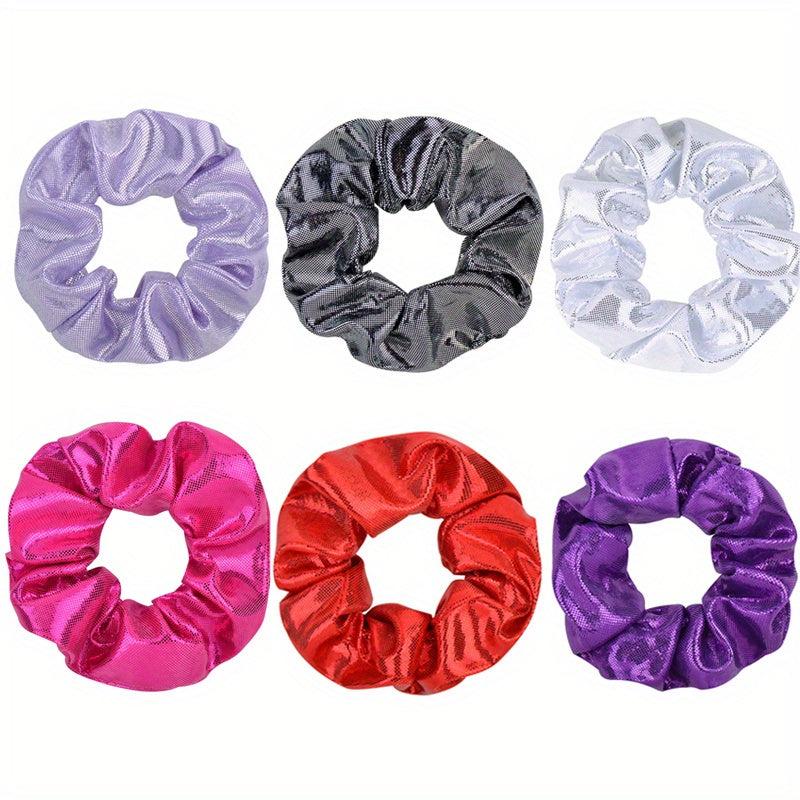 6pcs Large Satin Glitter Scrunchie Hair Ties