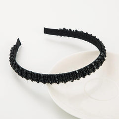 Thin Beaded Crystal Solid Headband Women's Hair Accessories