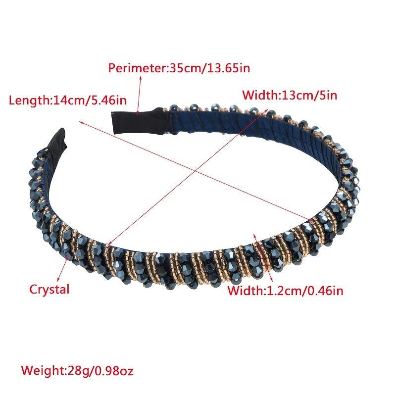 Thin Beaded Crystal Solid Headband Women's Hair Accessories