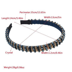 Thin Beaded Crystal Solid Headband Women's Hair Accessories
