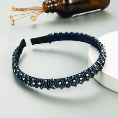 Thin Beaded Crystal Solid Headband Women's Hair Accessories