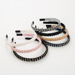 Thin Beaded Crystal Solid Headband Women's Hair Accessories