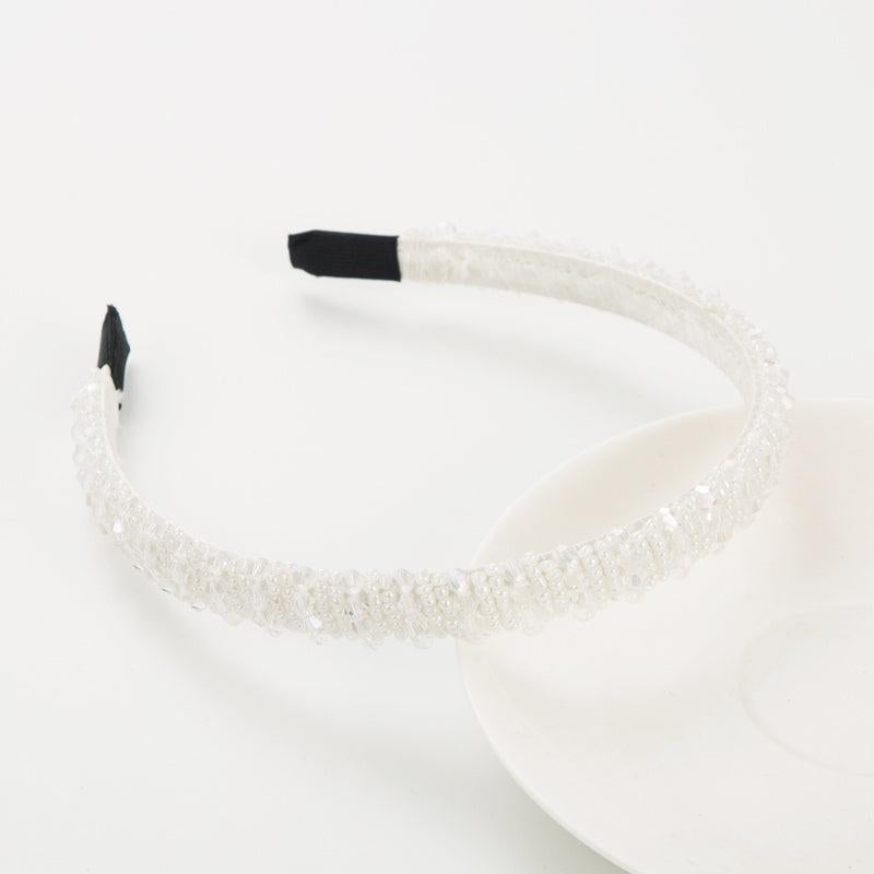 Thin Beaded Crystal Solid Headband Women's Hair Accessories
