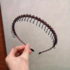 Metal Tooth Headband Rhinestone Beaded Hair Band Retro Style Head Hoop