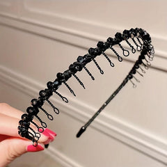 Metal Tooth Headband Rhinestone Beaded Hair Band Retro Style Head Hoop