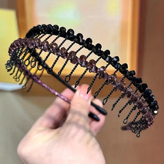 Metal Tooth Headband Rhinestone Beaded Hair Band Retro Style Head Hoop