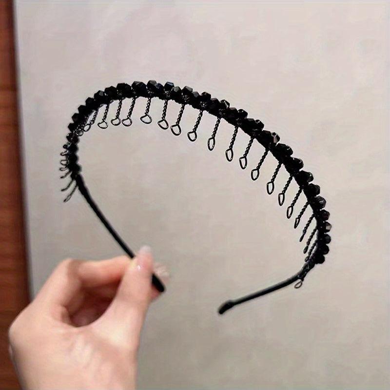 Metal Tooth Headband Rhinestone Beaded Hair Band Retro Style Head Hoop