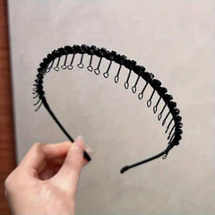 Metal Tooth Headband Rhinestone Beaded Hair Band Retro Style Head Hoop