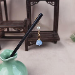 Vintage Chinese Style Wooden Hair Pin with Flower Tassel