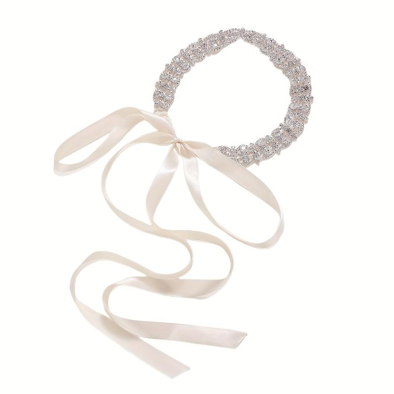 Rhinestone Headband Head Jewelry Bridal Hair Accessories With Ribbon