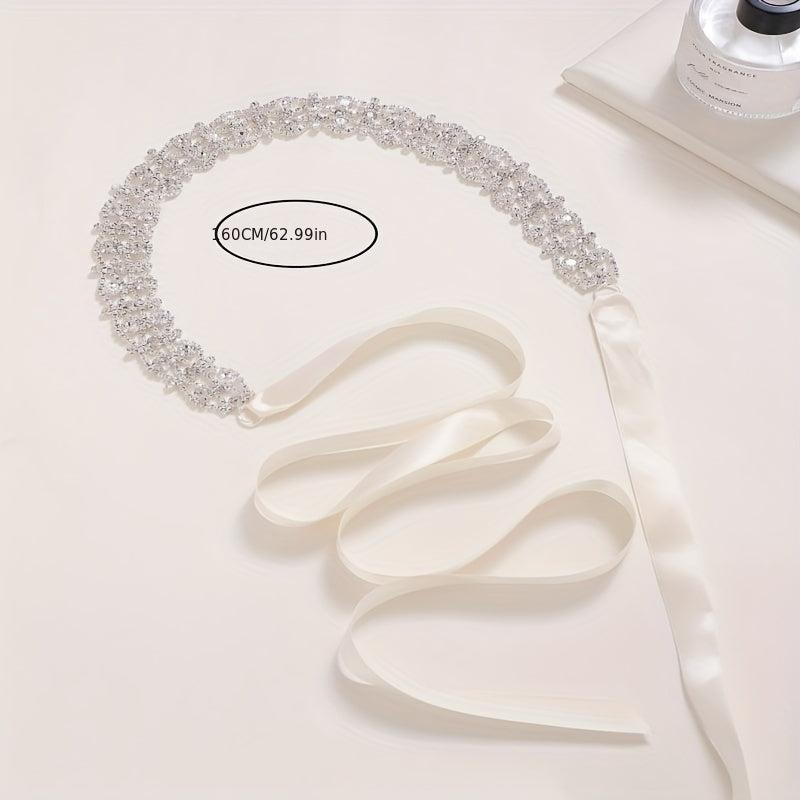 Rhinestone Headband Head Jewelry Bridal Hair Accessories With Ribbon