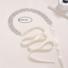 Rhinestone Headband Head Jewelry Bridal Hair Accessories With Ribbon