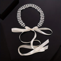 Rhinestone Headband Head Jewelry Bridal Hair Accessories With Ribbon
