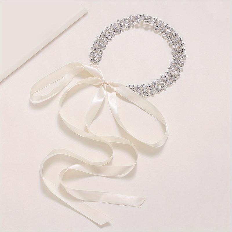 Rhinestone Headband Head Jewelry Bridal Hair Accessories With Ribbon
