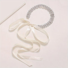 Rhinestone Headband Head Jewelry Bridal Hair Accessories With Ribbon