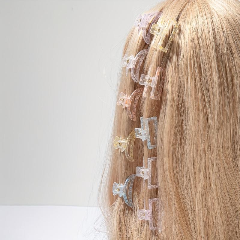 10pcs Hollow Transparent Speckle Hair Claw Non slip Shark Claw Style Hair Access