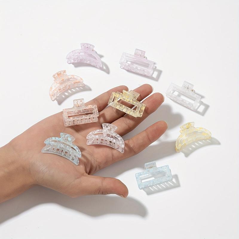 10pcs Hollow Transparent Speckle Hair Claw Non slip Shark Claw Style Hair Access