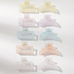 10pcs Hollow Transparent Speckle Hair Claw Non slip Shark Claw Style Hair Access