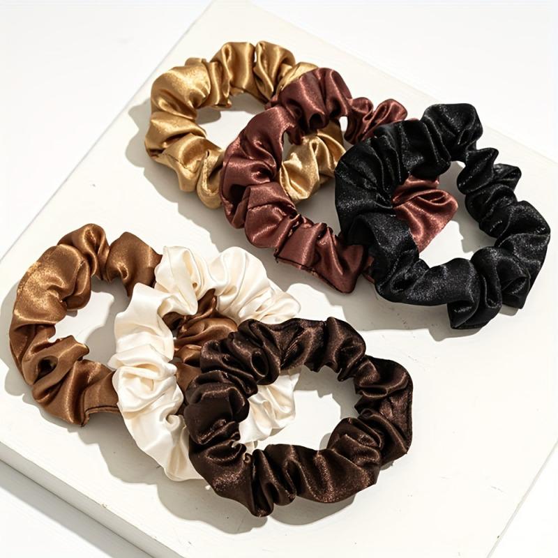 6PCS Satin Large Scrunchie Hair Ties Women Elastic Head Rope Solid Hair Accessor