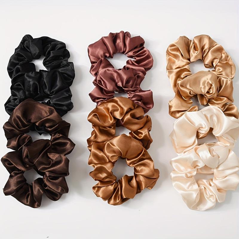 6PCS Satin Large Scrunchie Hair Ties Women Elastic Head Rope Solid Hair Accessor