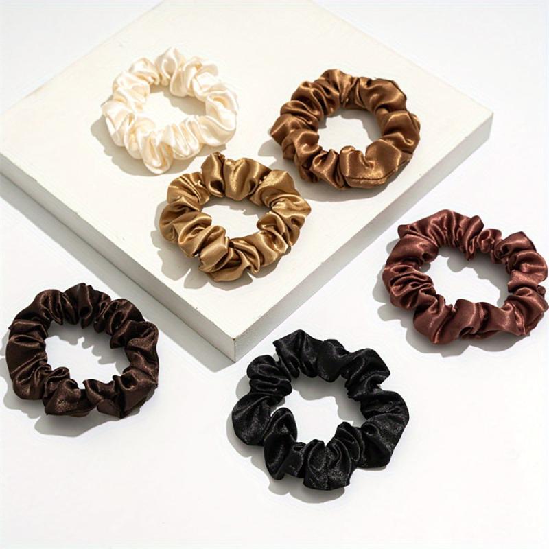 6PCS Satin Large Scrunchie Hair Ties Women Elastic Head Rope Solid Hair Accessor