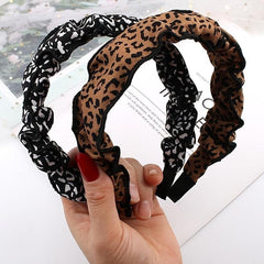 Cow Pattern Headband Wide Brim Retro Style Head Hoop Leopard Pattern Hair Band