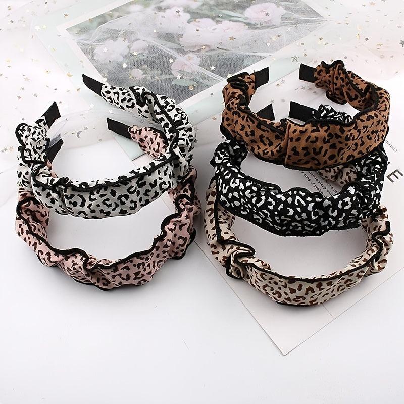 Cow Pattern Headband Wide Brim Retro Style Head Hoop Leopard Pattern Hair Band