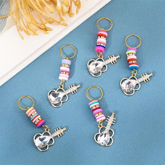 10pcs Crystal Guitar Shape Braid Hair Beads Dreadlock Hair Ring