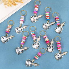 10pcs Crystal Guitar Shape Braid Hair Beads Dreadlock Hair Ring