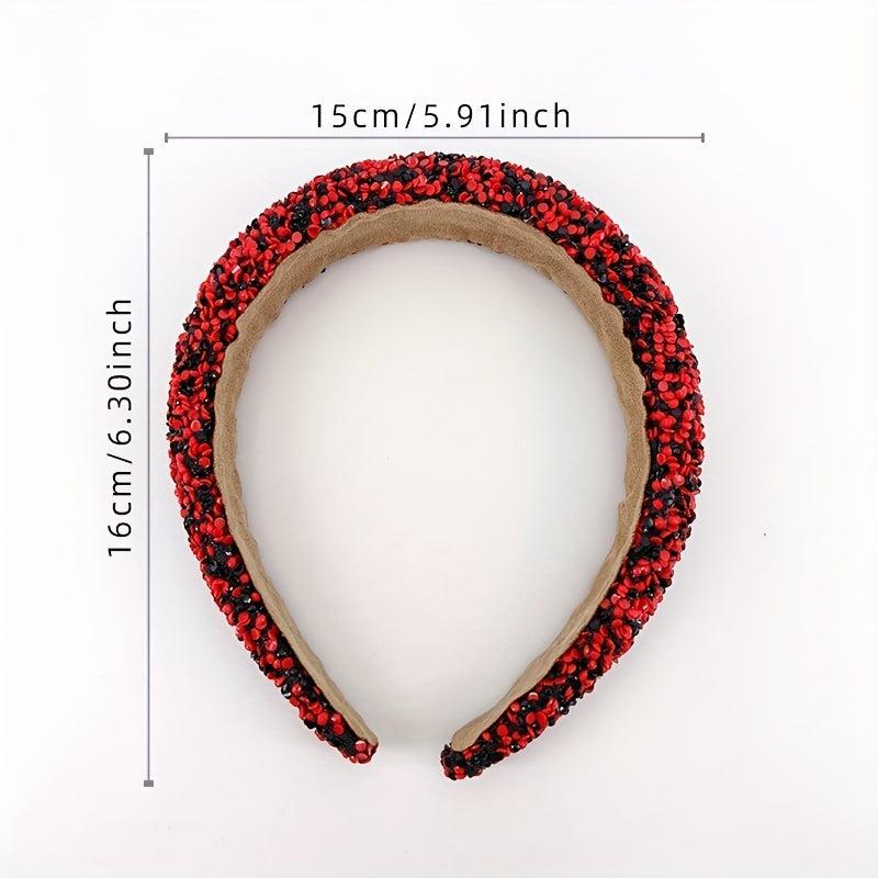 Wide Brim Headband Inlaid Beads Sponge Filled Head Hoop Women's Hair Accessories